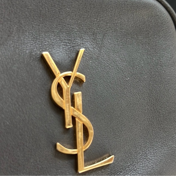 Yves Saint Laurent Coal Gray Leather Pouch Mono- crossbody - Picture 12 of 16